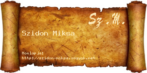 Szidon Miksa névjegykártya